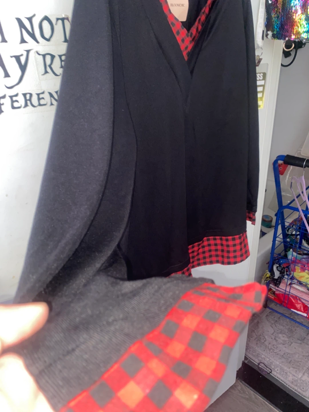 Bloom Chic Black & Red Buffalo Plaid Long Sleeve V-Neck Top - photo 3