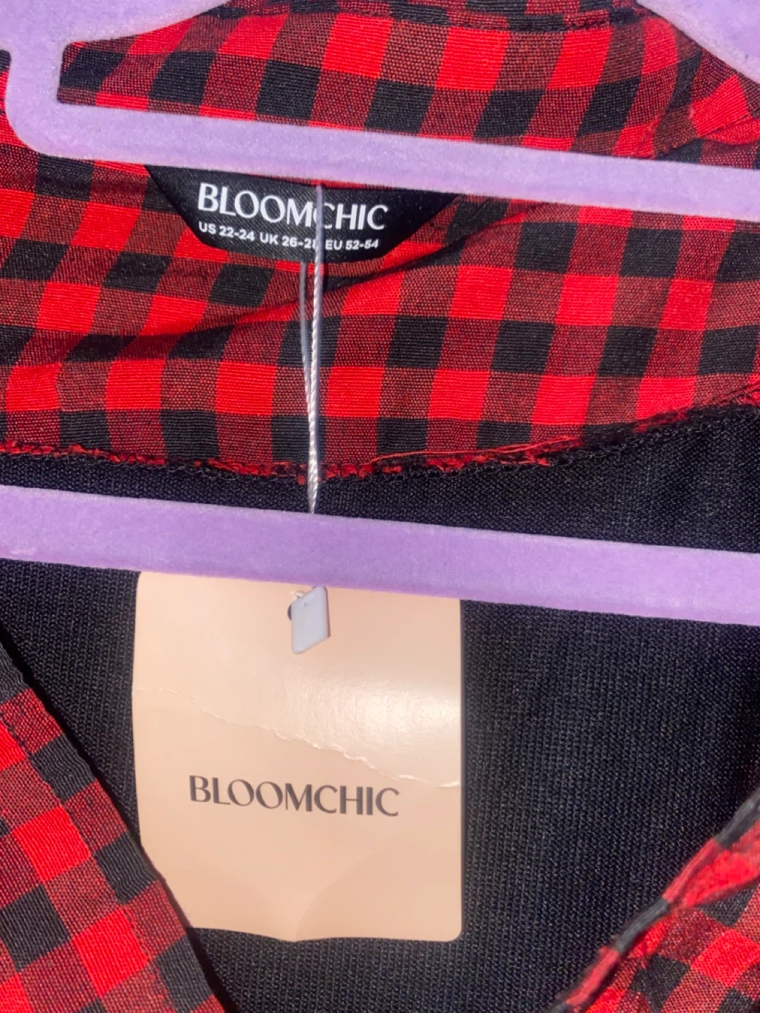 Bloom Chic Black & Red Buffalo Plaid Long Sleeve V-Neck Top - photo 4
