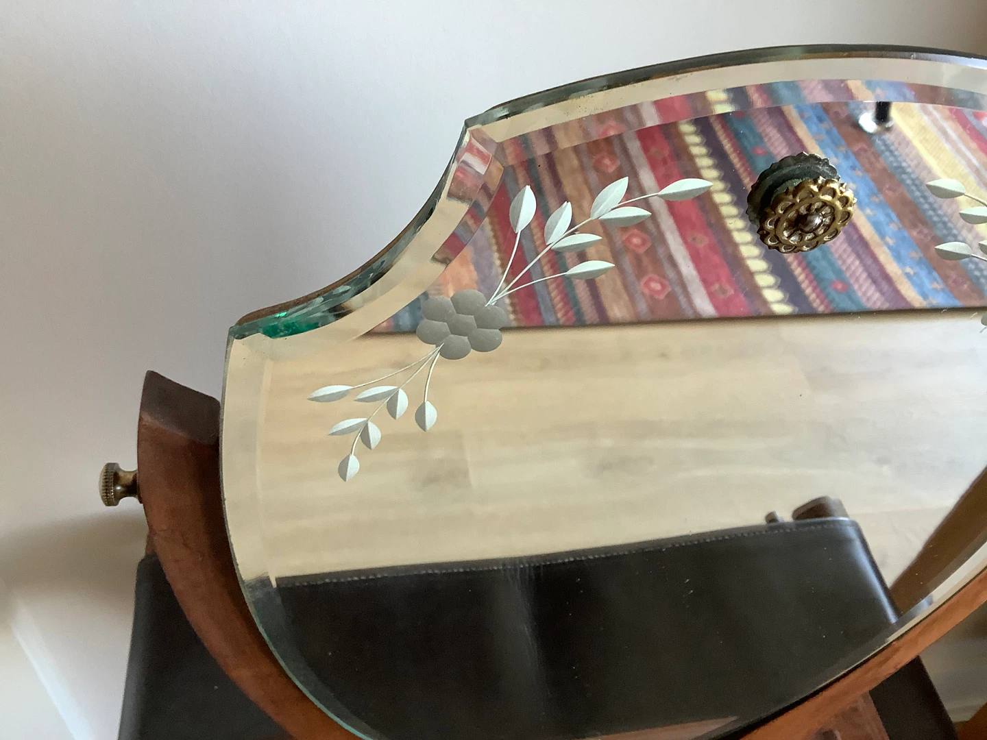 Ant/Vt Mahogany Wd Shield Shaped Drsg Table Mirror 🐞 - photo 2