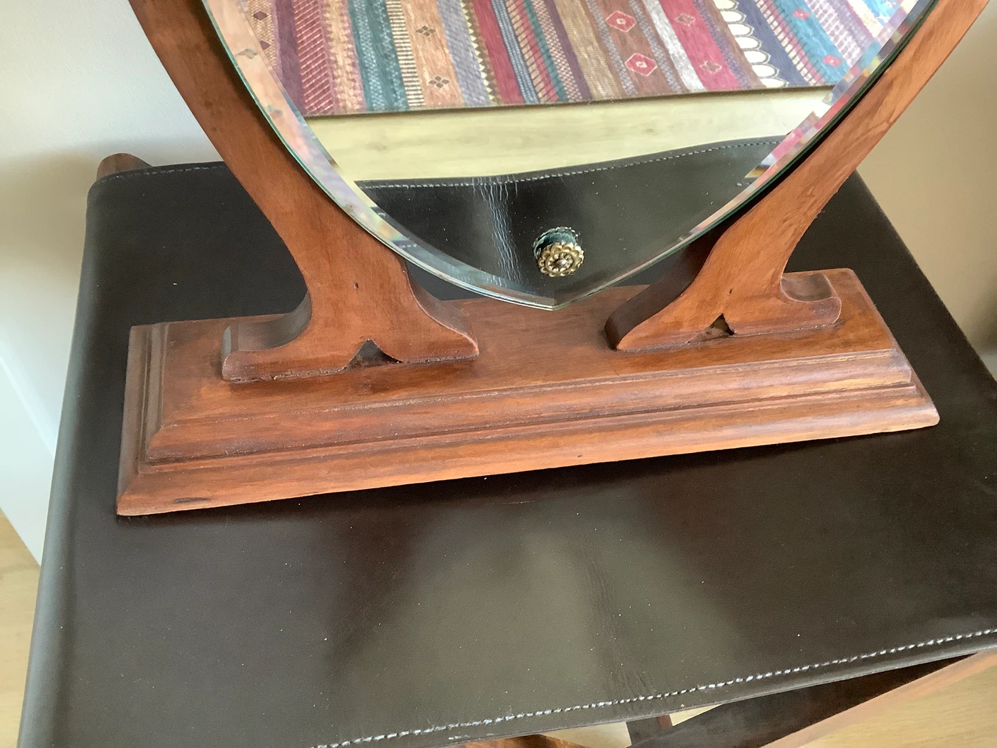 Ant/Vt Mahogany Wd Shield Shaped Drsg Table Mirror 🐞 - photo 3
