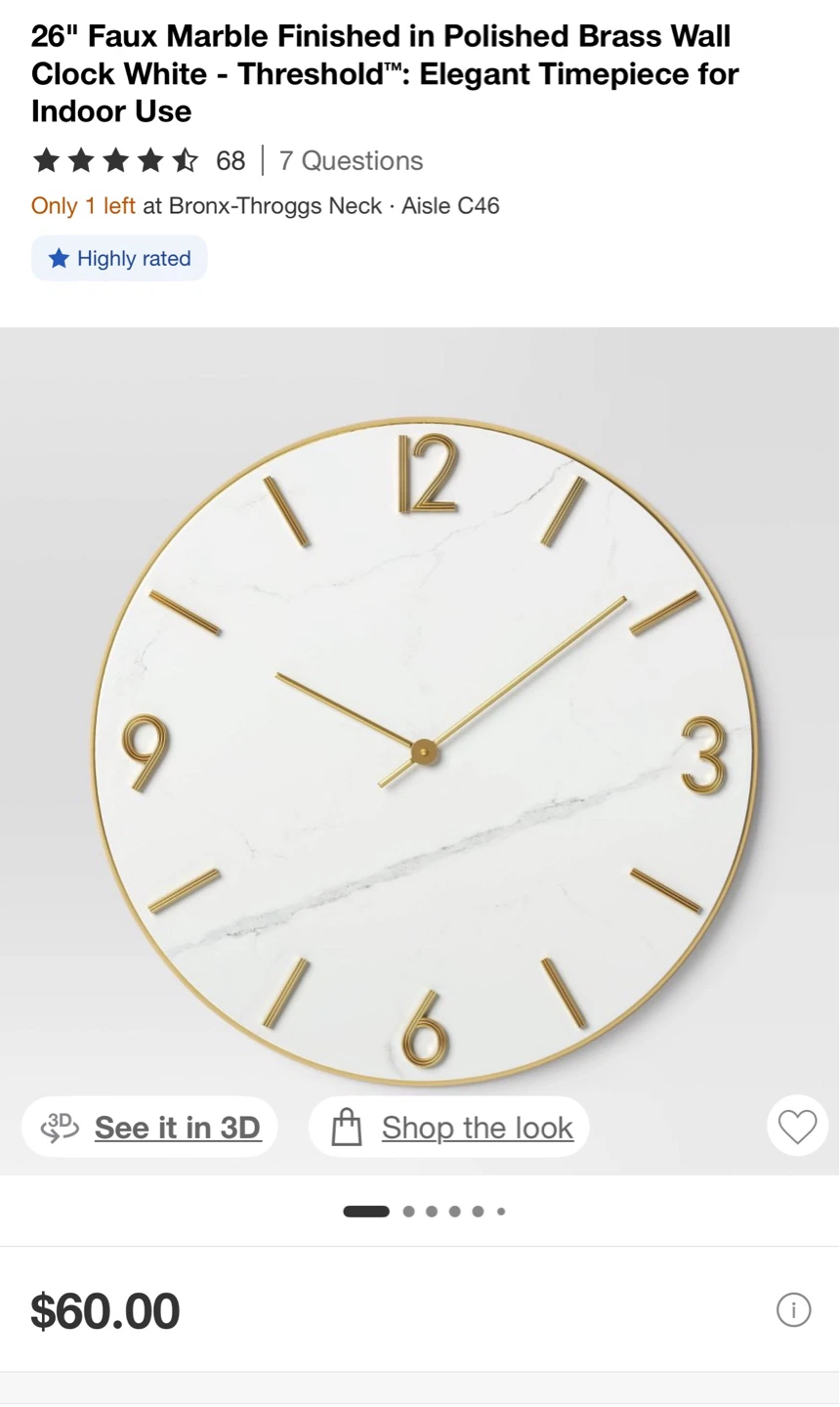 Decorative Clock - White and Gold