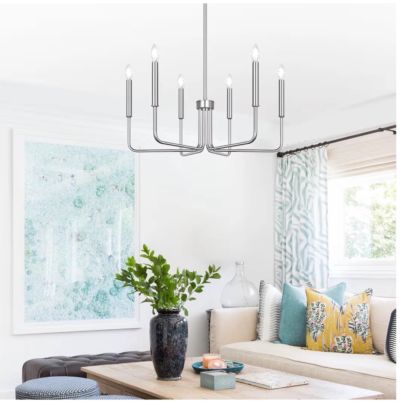 Brushed Nickel 6-Light Farmhouse Chandelier 6LF - photo 5
