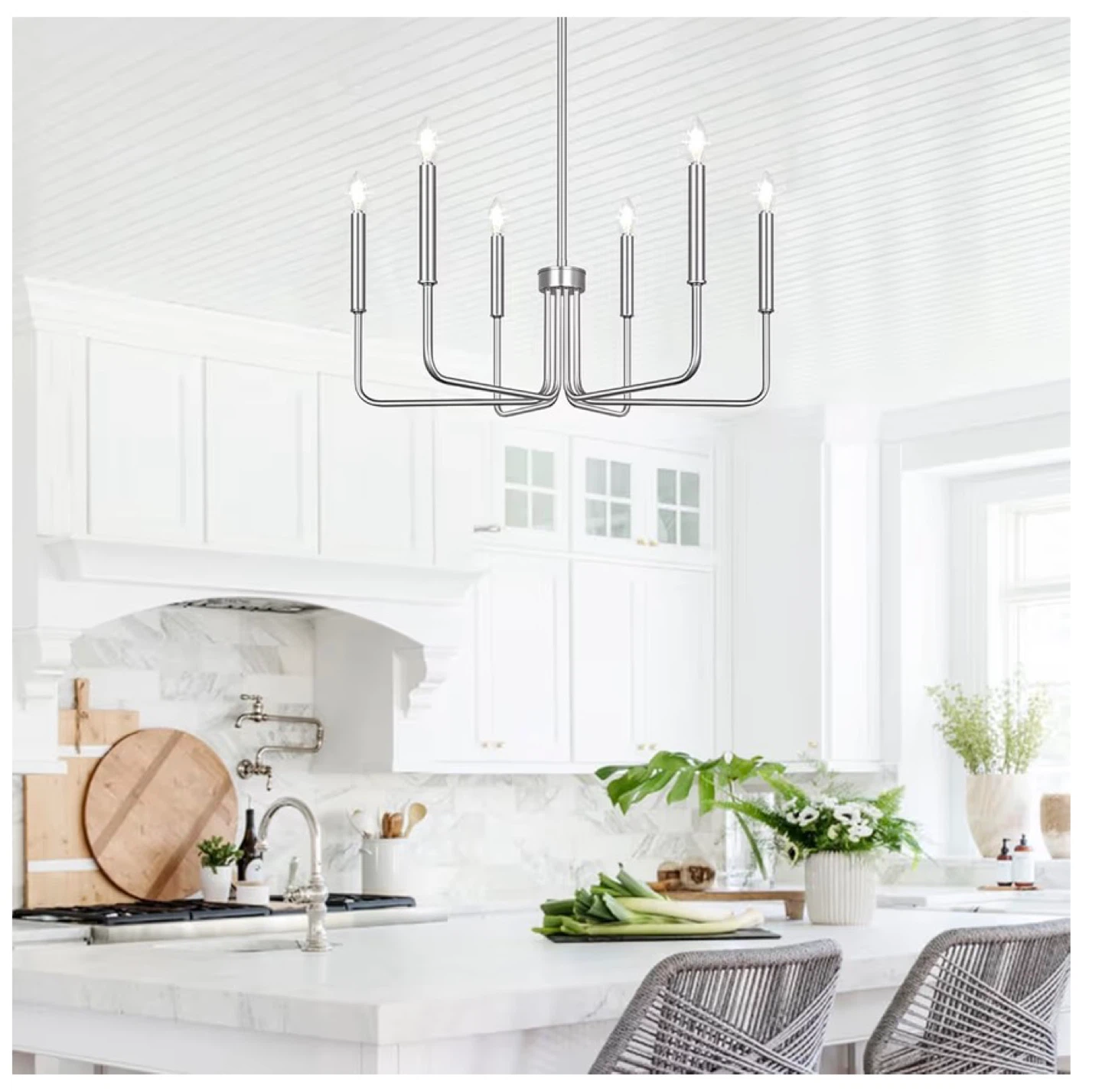 Brushed Nickel 6-Light Farmhouse Chandelier 6LF - photo 4