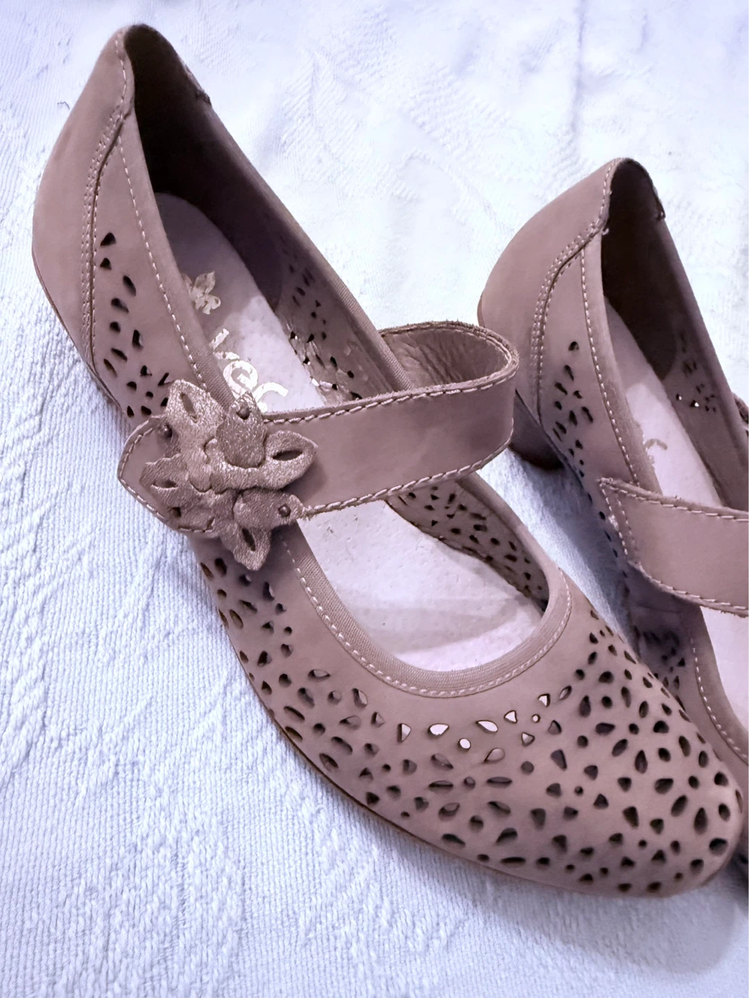 Rieker Women's Taupe Perforated Mary Jane Shoes - photo 3