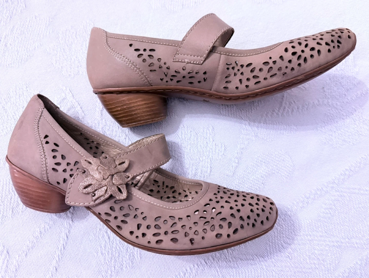 Rieker Women's Taupe Perforated Mary Jane Shoes - photo 4