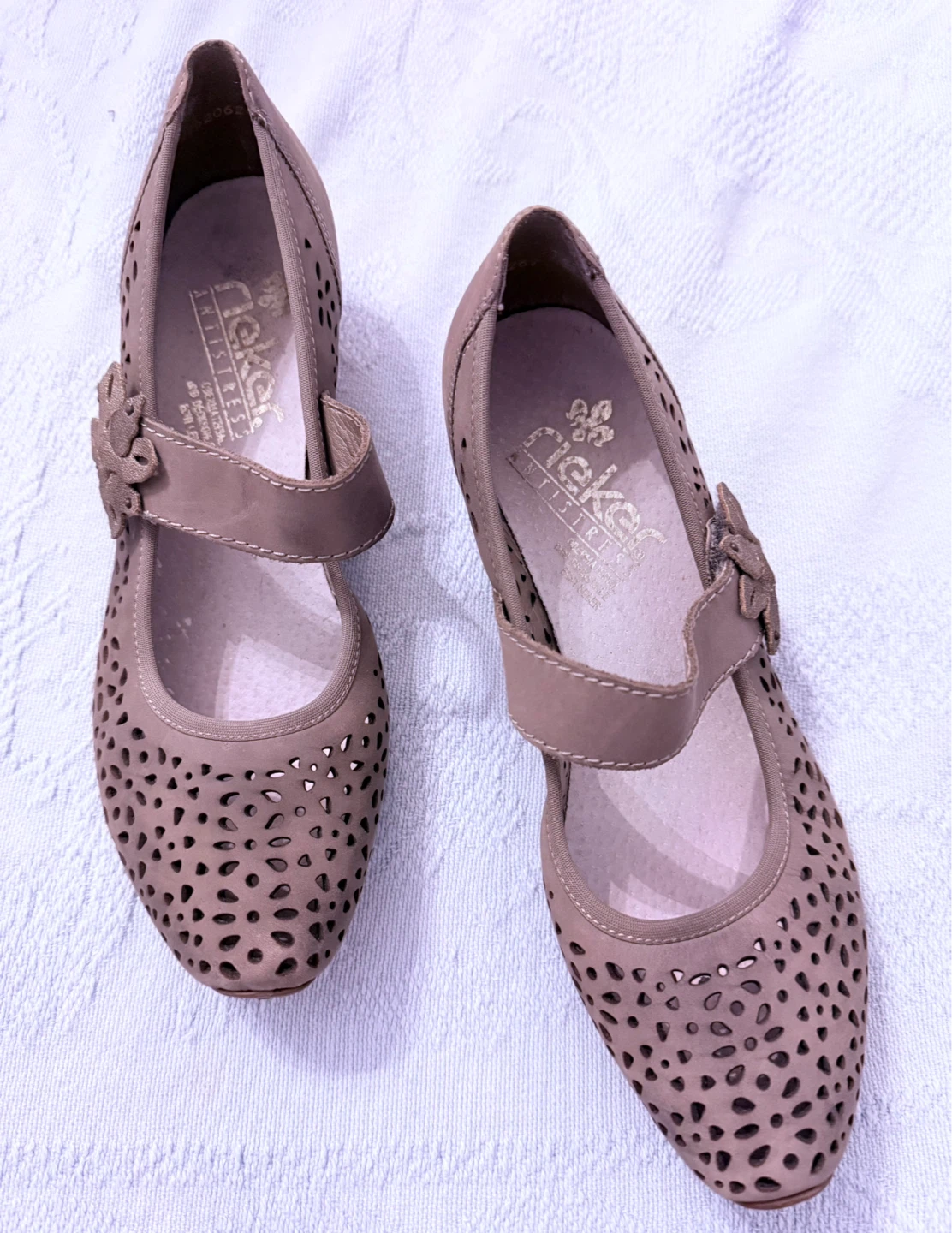 Rieker Women's Taupe Perforated Mary Jane Shoes - photo 2