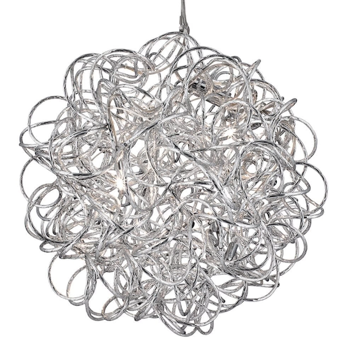 Tangled diamond cut steel metal pendant chandelier 24” 8 lights - photo 2
