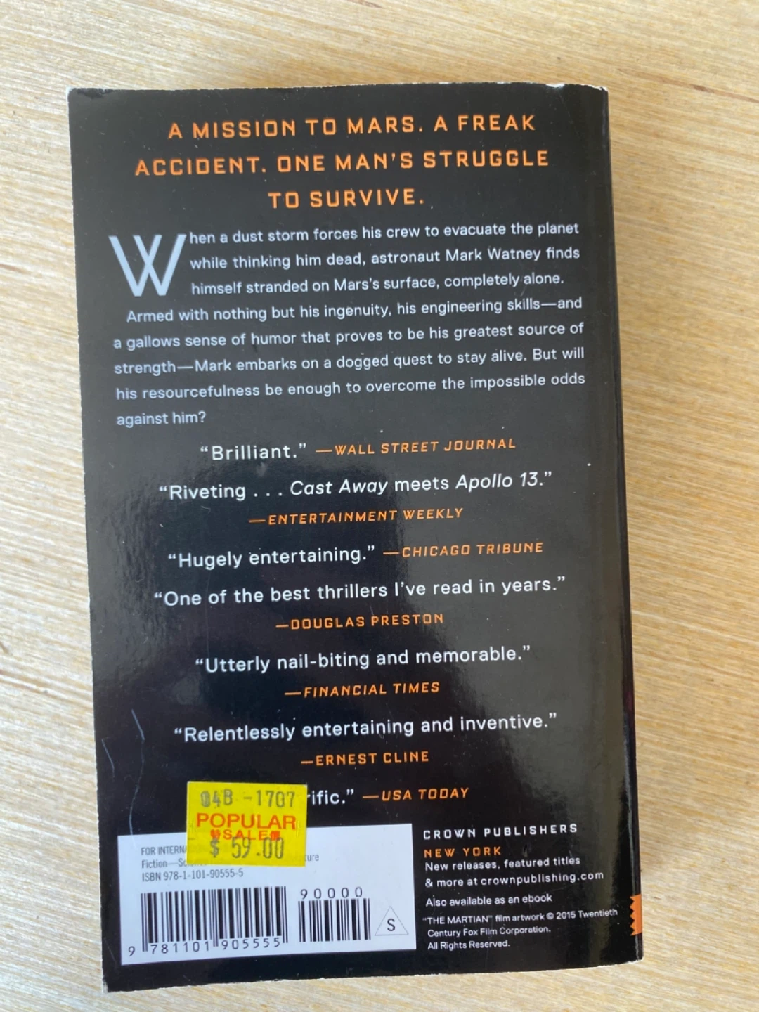 The Martian by Andy Weir Novel - photo 2