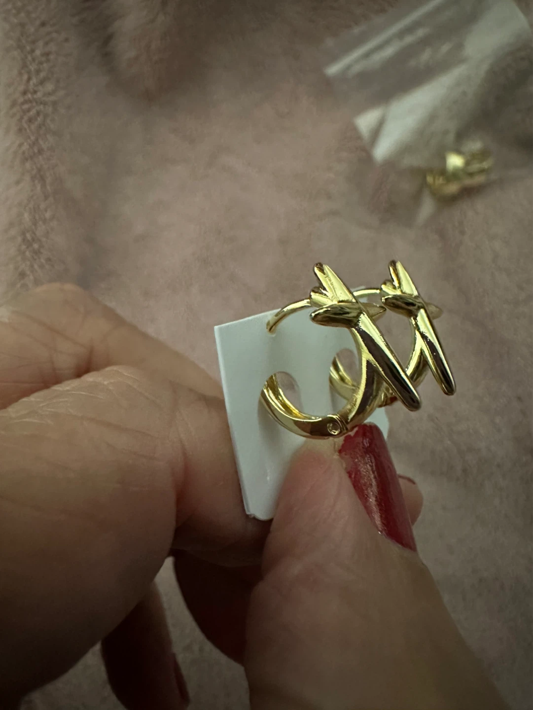 Gold laminated Cross Hoop Earrings - photo 2