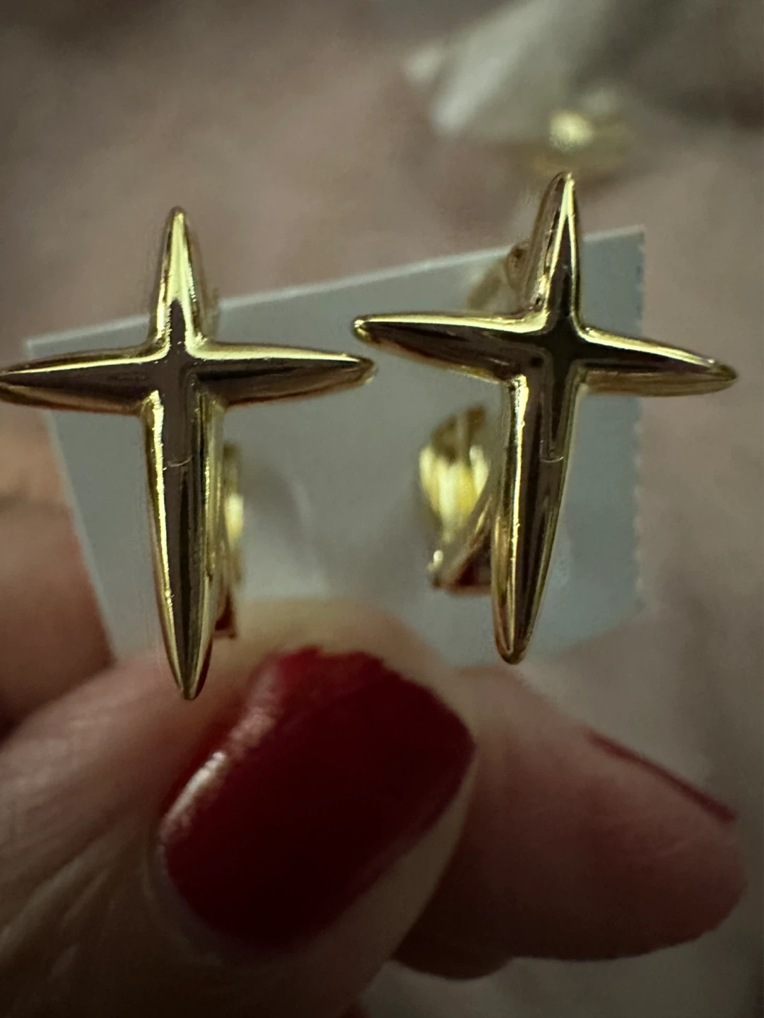 Gold laminated Cross Hoop Earrings