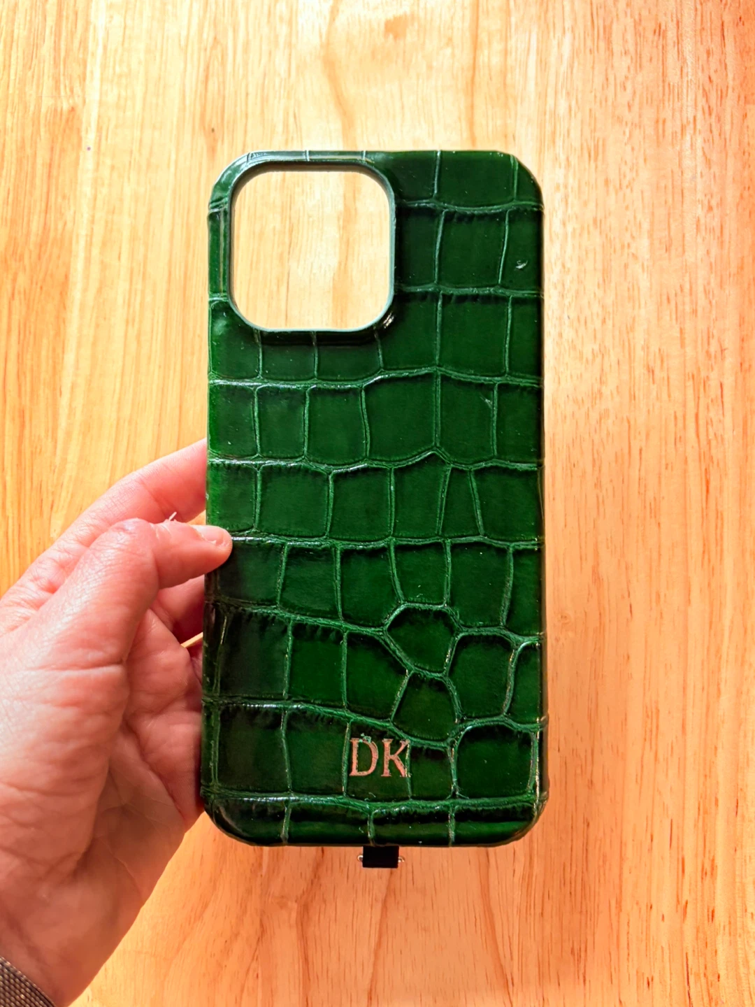 Green Crocodile Pattern Leather Case for iPhone 16 Pro Max - photo 2