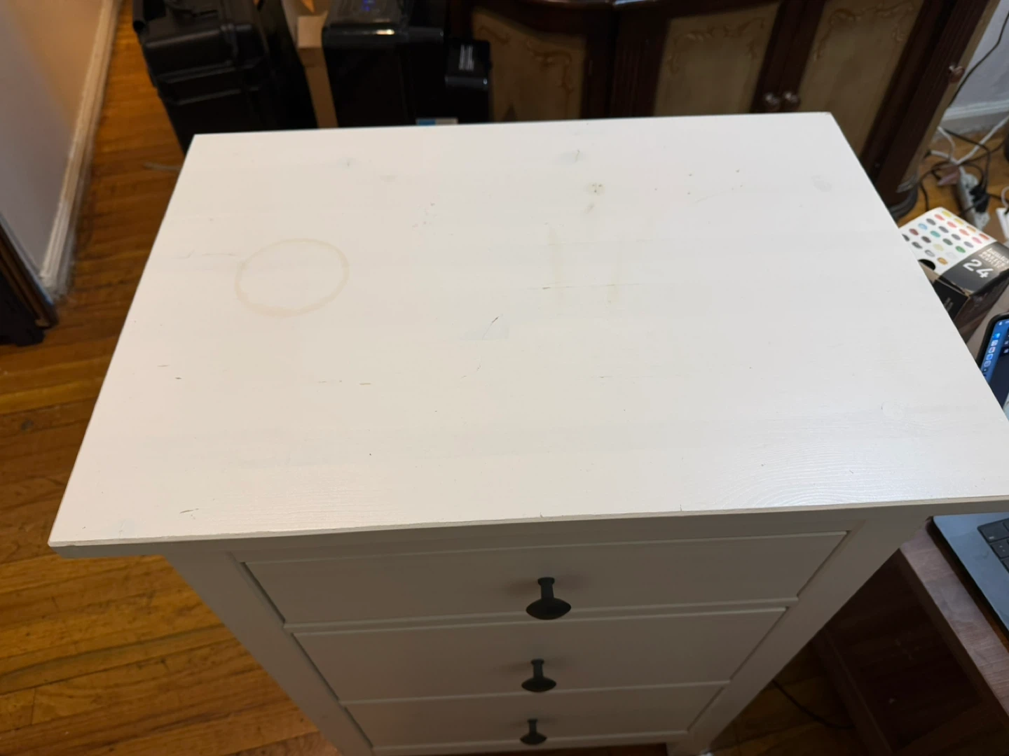 IKEA Hemnes White 3-Drawer Nightstand - photo 2