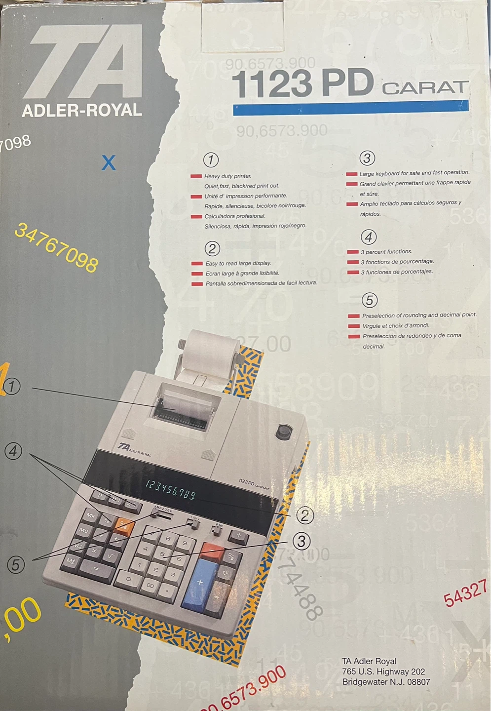 TA Adler-Royal 1123 PD CARAT Printing Calculator - photo 2