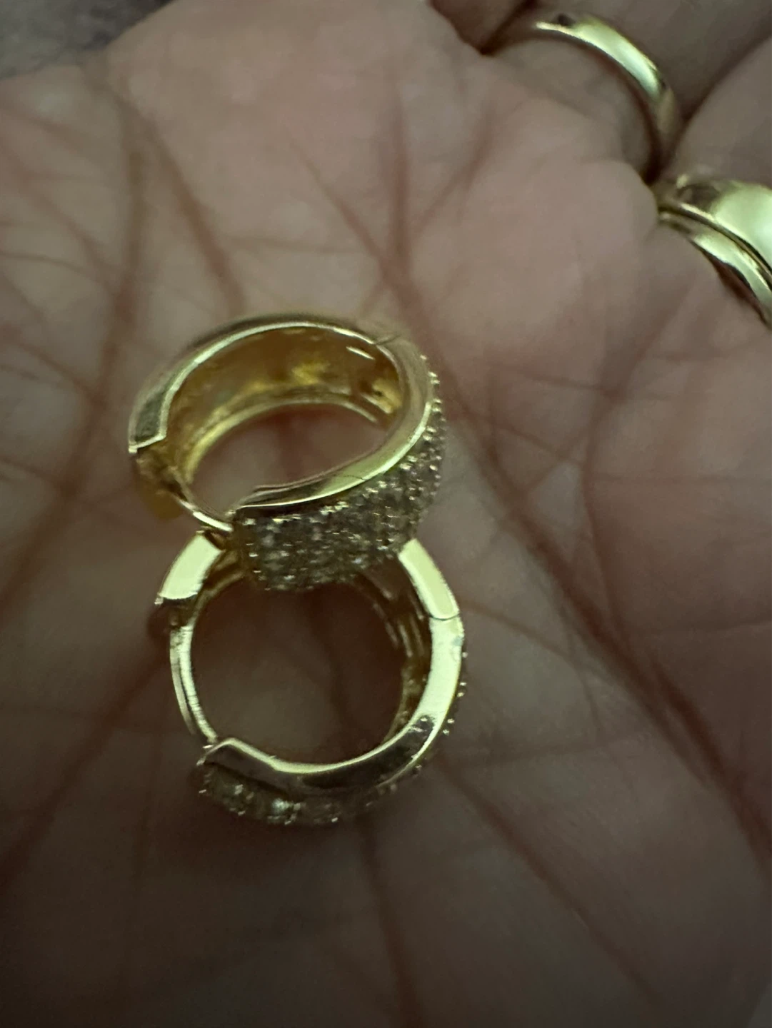 Gold laminated Hoop Earrings with Rhinestones