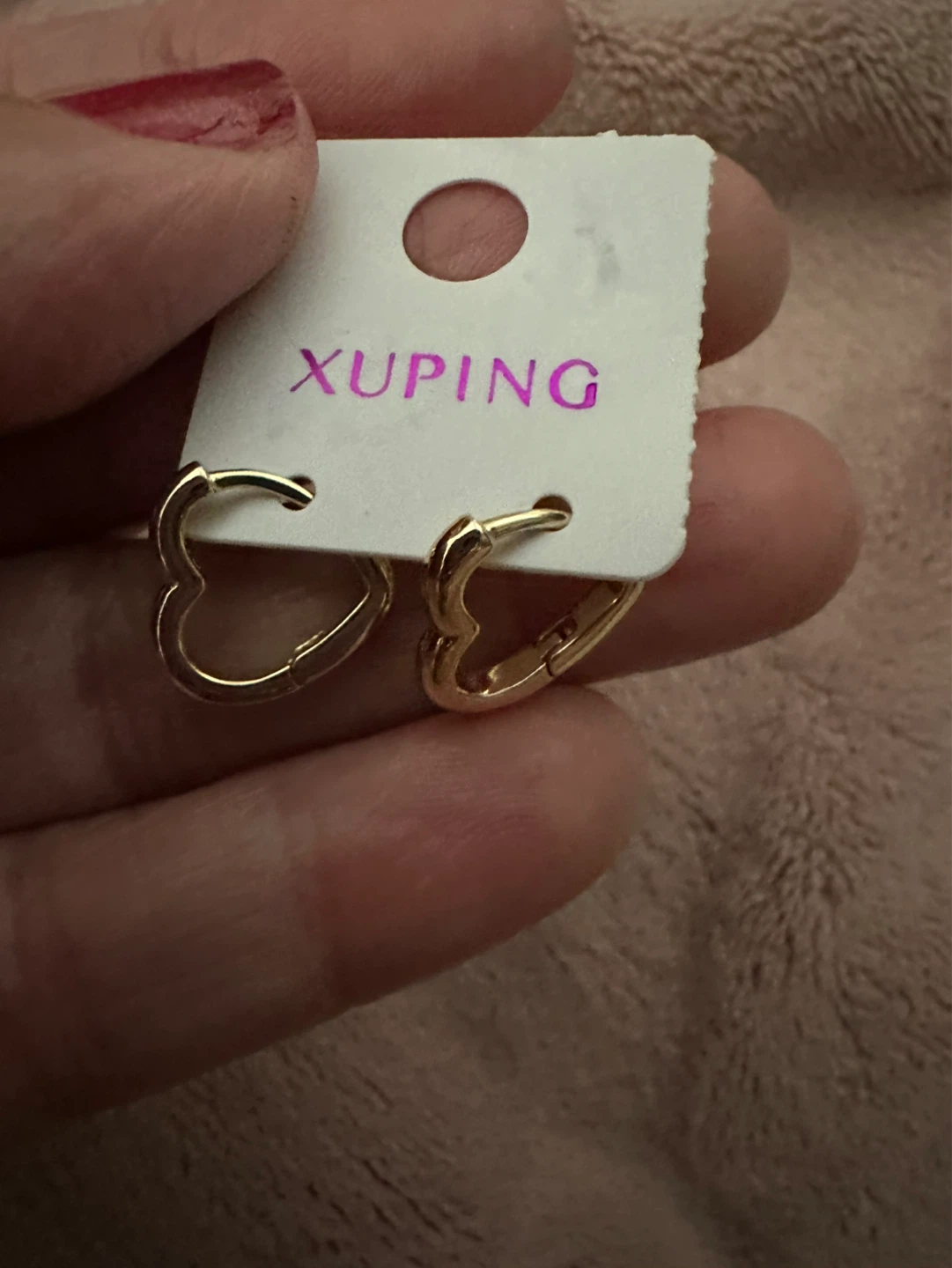 Xuping Gold laminated Heart Hoop Earrings