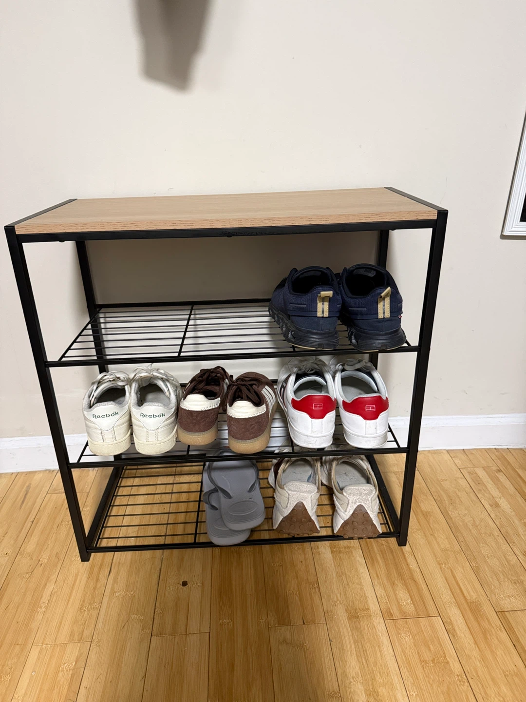 3-Tier Shoe Rack with Wooden Top