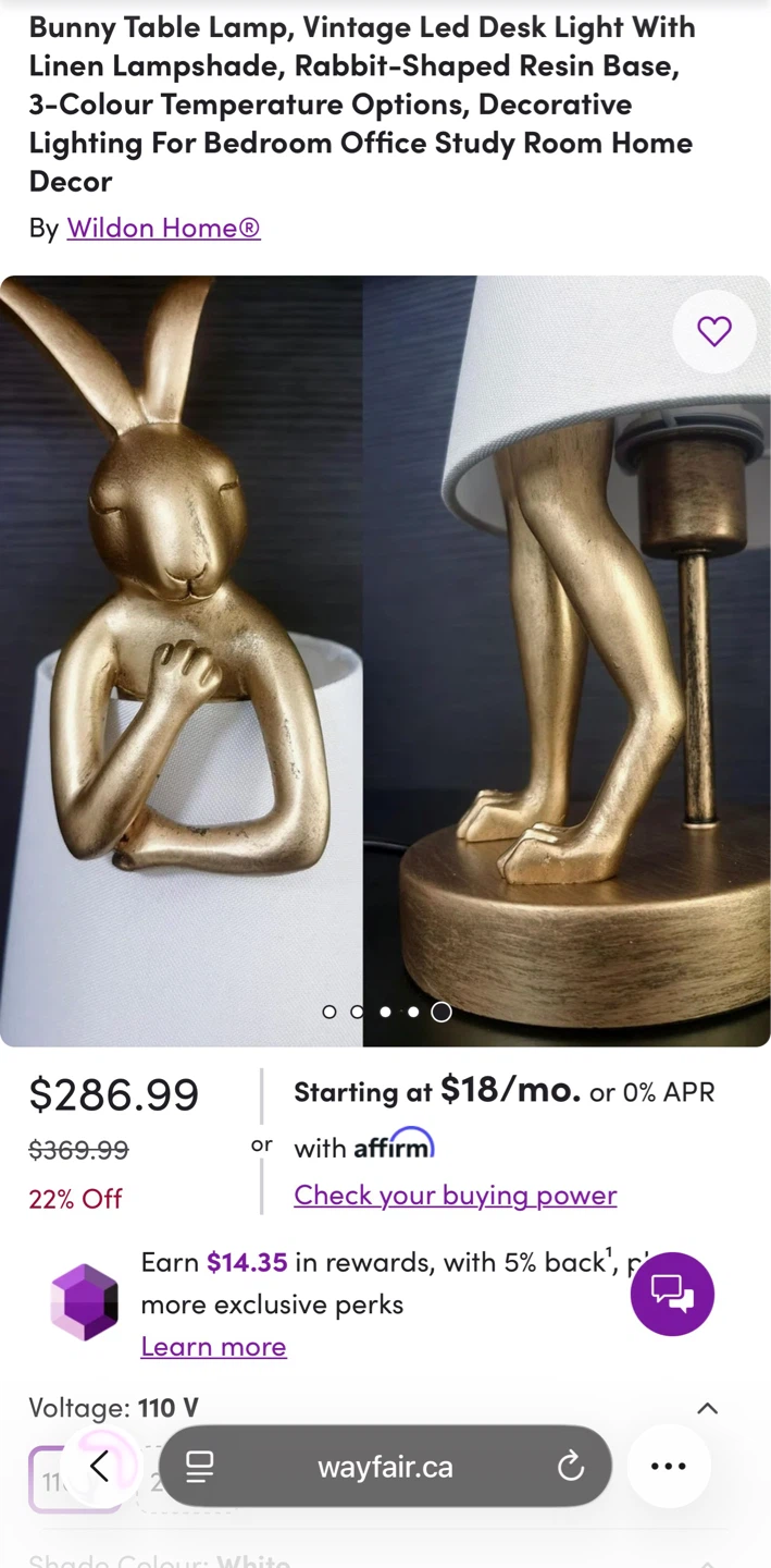 Wildon Home Bunny Table Lamp - Gold Resin Base - photo 3