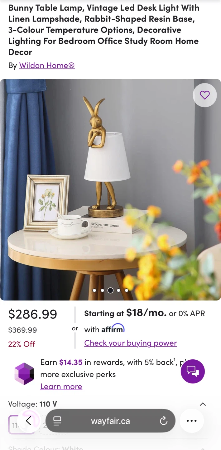 Wildon Home Bunny Table Lamp - Gold Resin Base - photo 2