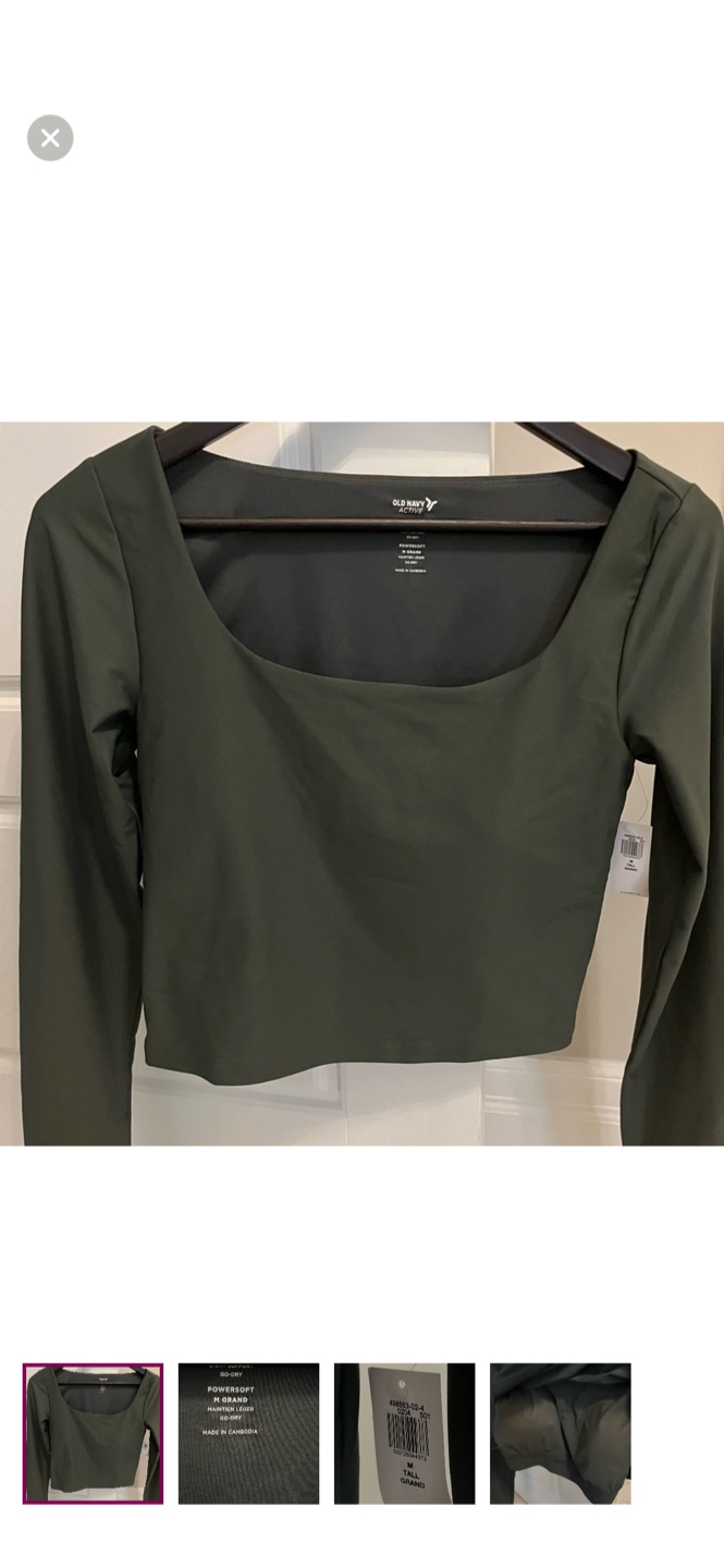 Old Navy Powersoft Long Sleeve  Crop Top Green Size M Tall