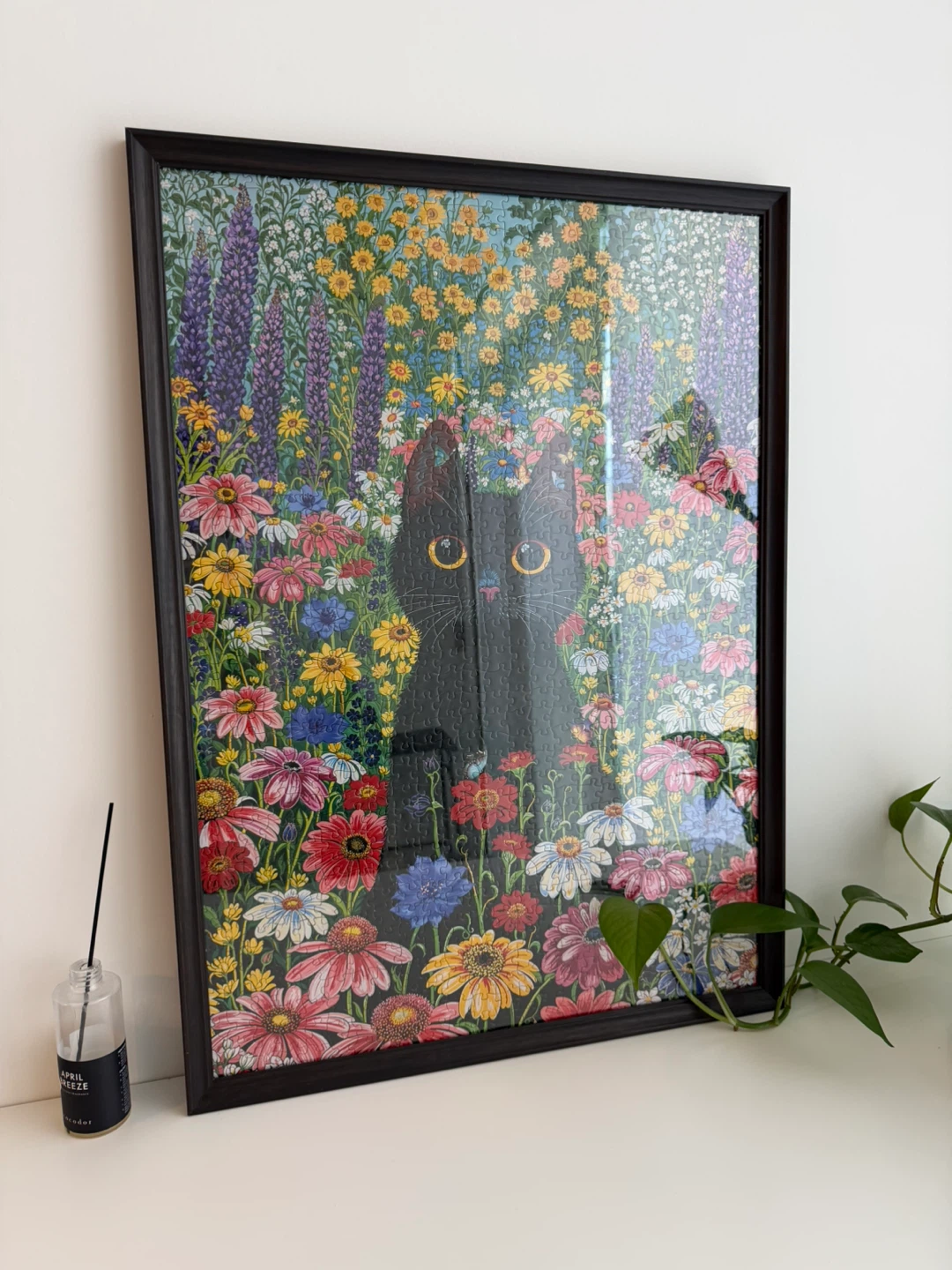 Black Cat in Bloom Jigsaw Puzzle - 1000 Pieces