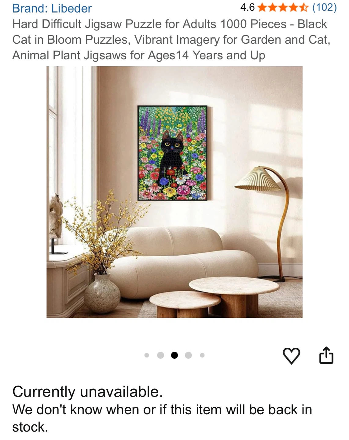 Black Cat in Bloom Jigsaw Puzzle - 1000 Pieces - photo 3