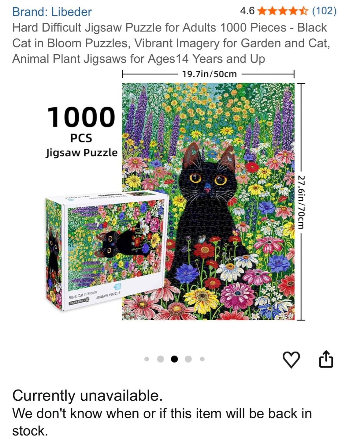 Black Cat in Bloom Jigsaw Puzzle - 1000 Pieces - photo 2