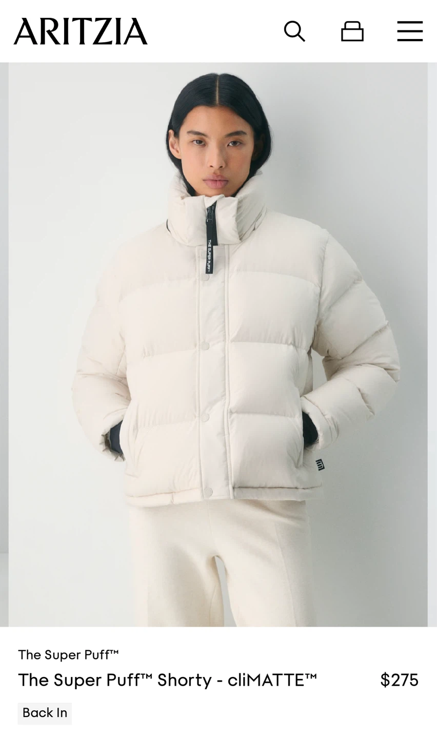 ARITZIA The Super Puff Shorty - CliMATTE