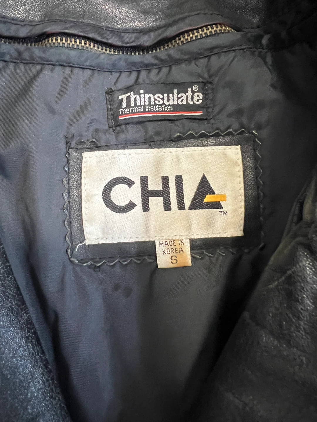CHIA Black Leather Motorcycle Jacket with Thinsulate Lining - photo 3