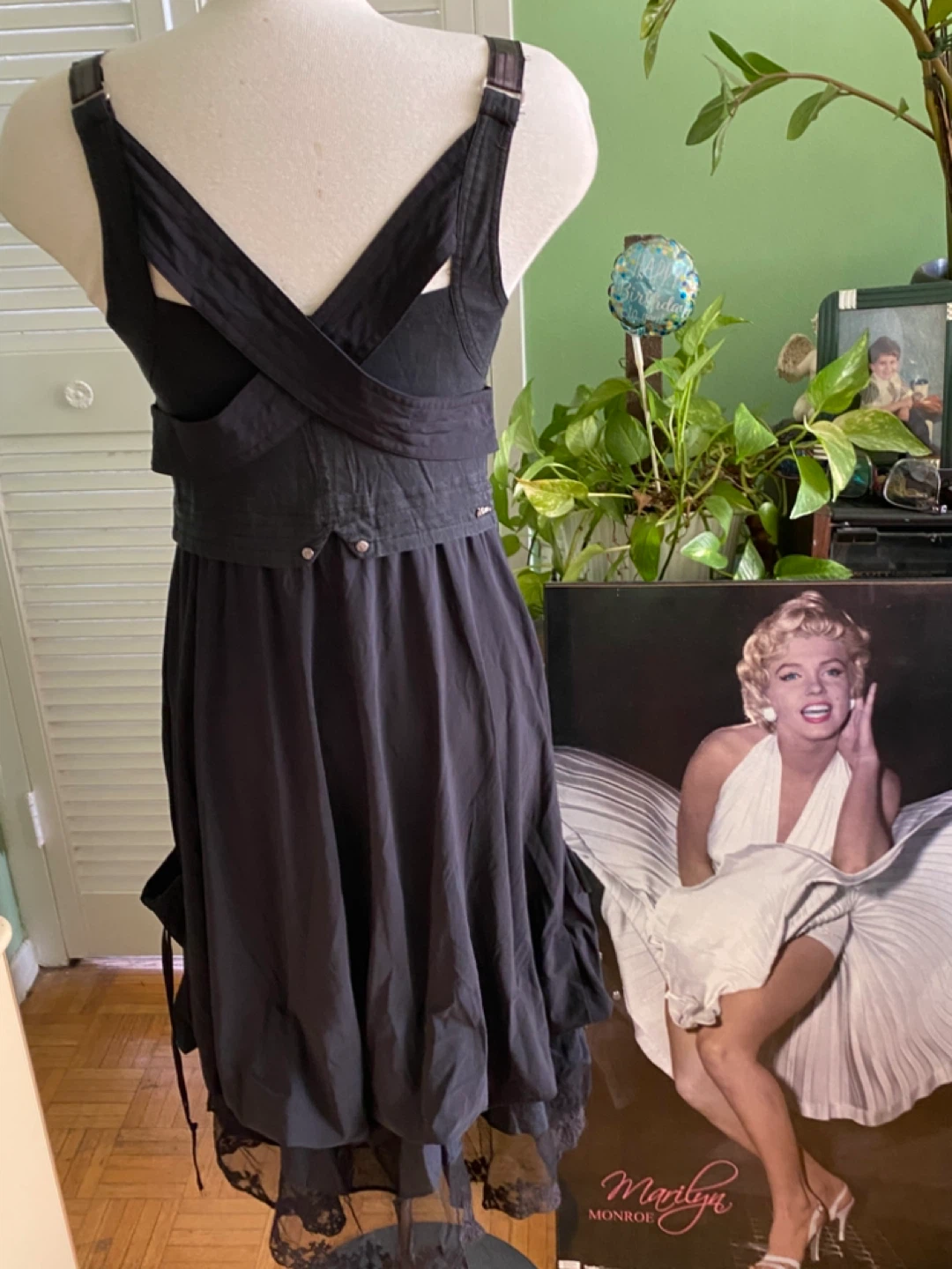Parachute Black Sheer Lace Hem Dress with Zipper Front - photo 4