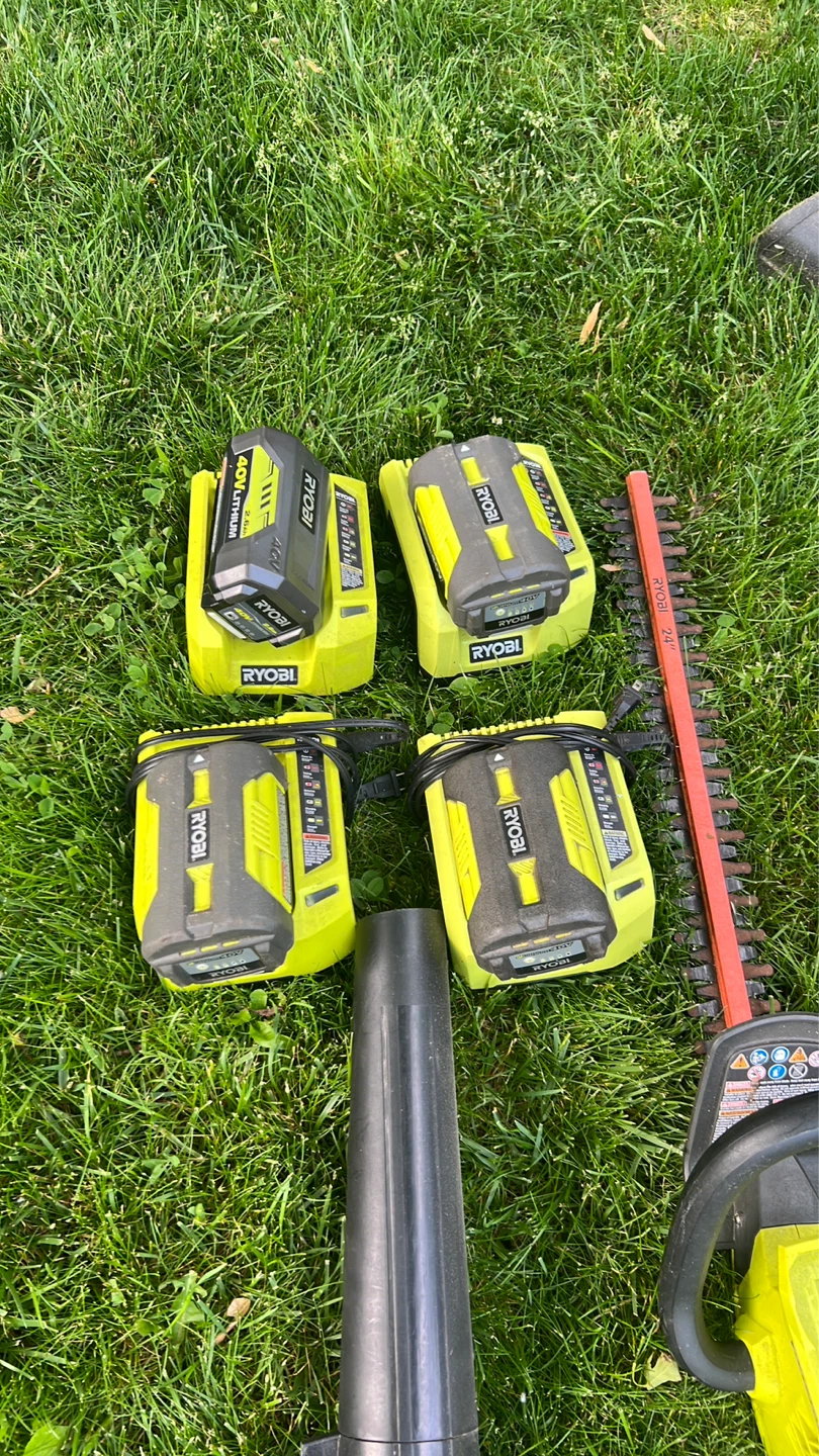 Ryobi 40V Lawn Mower, Trimmer, Leaf Blower, Hedge Trimmer, - photo 4