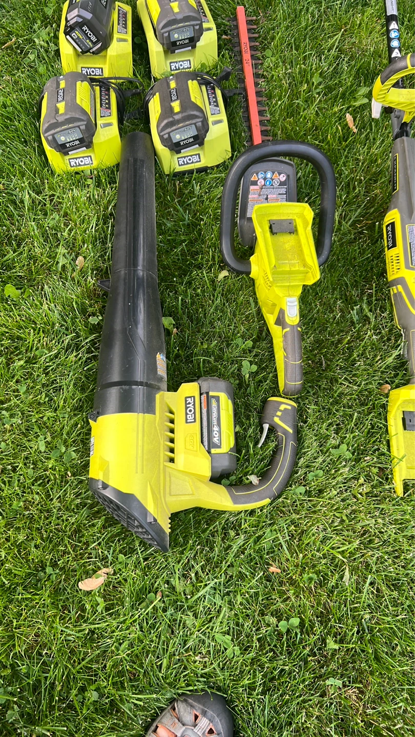 Ryobi 40V Lawn Mower, Trimmer, Leaf Blower, Hedge Trimmer, - photo 3