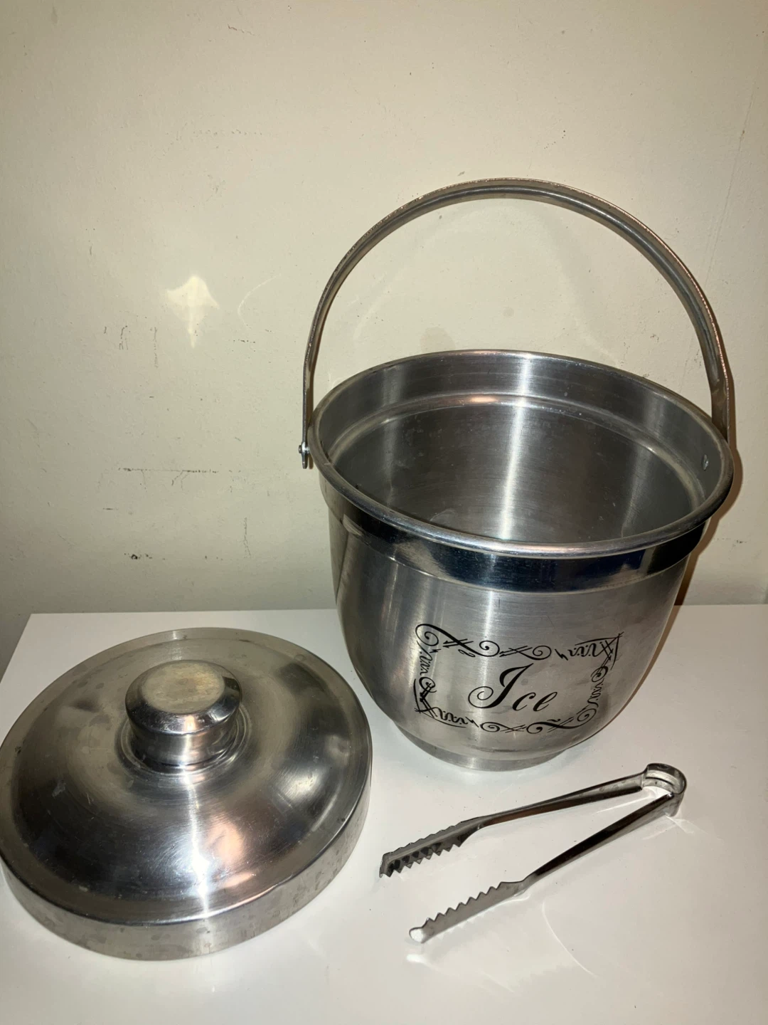 Aluminum Ice Bucket with Tongs and Lid - photo 2