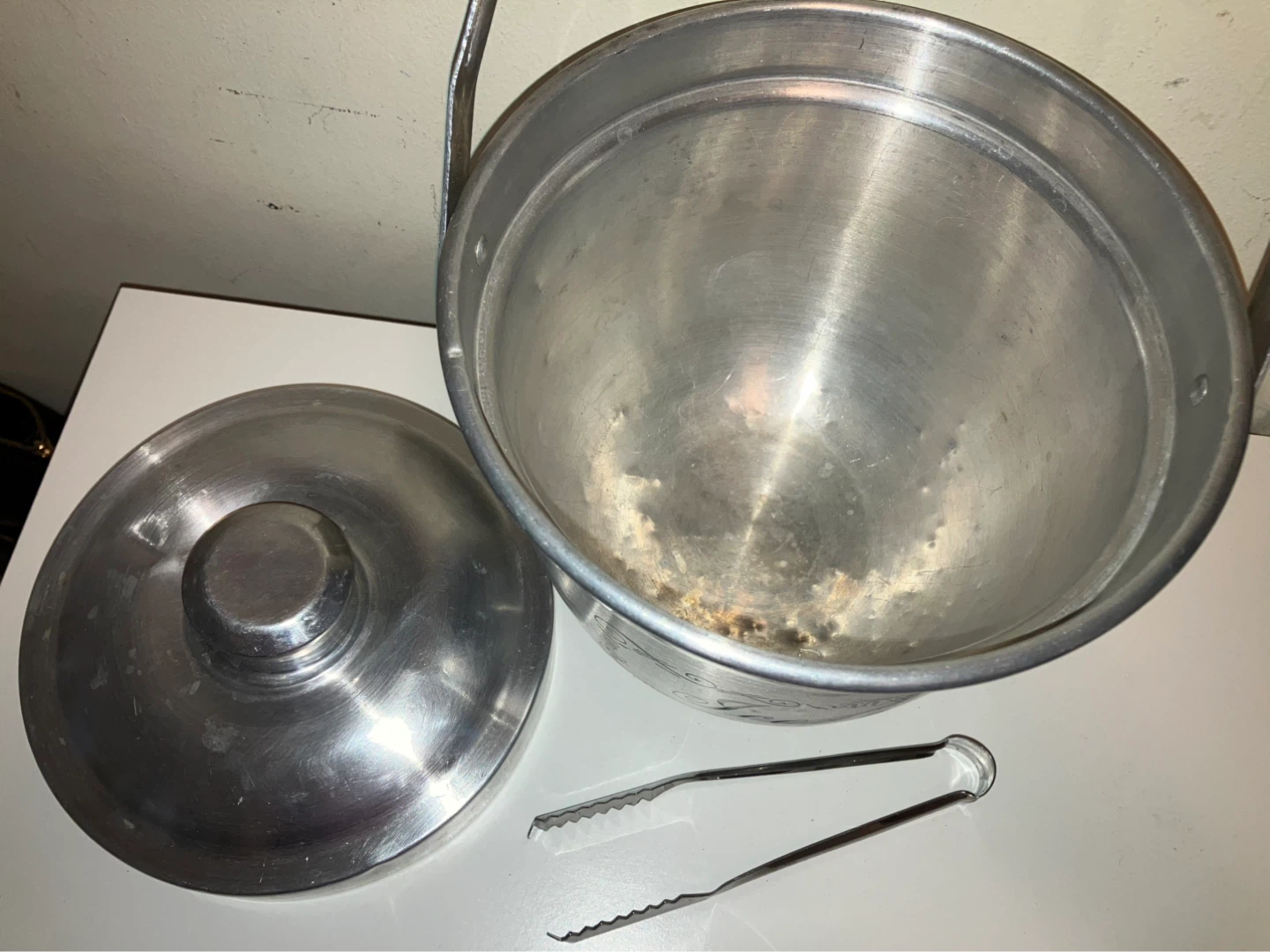 Aluminum Ice Bucket with Tongs and Lid - photo 3