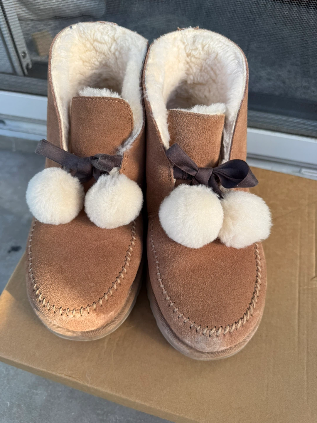 Ugg Brown Suede Pom Pom Boots Size 9