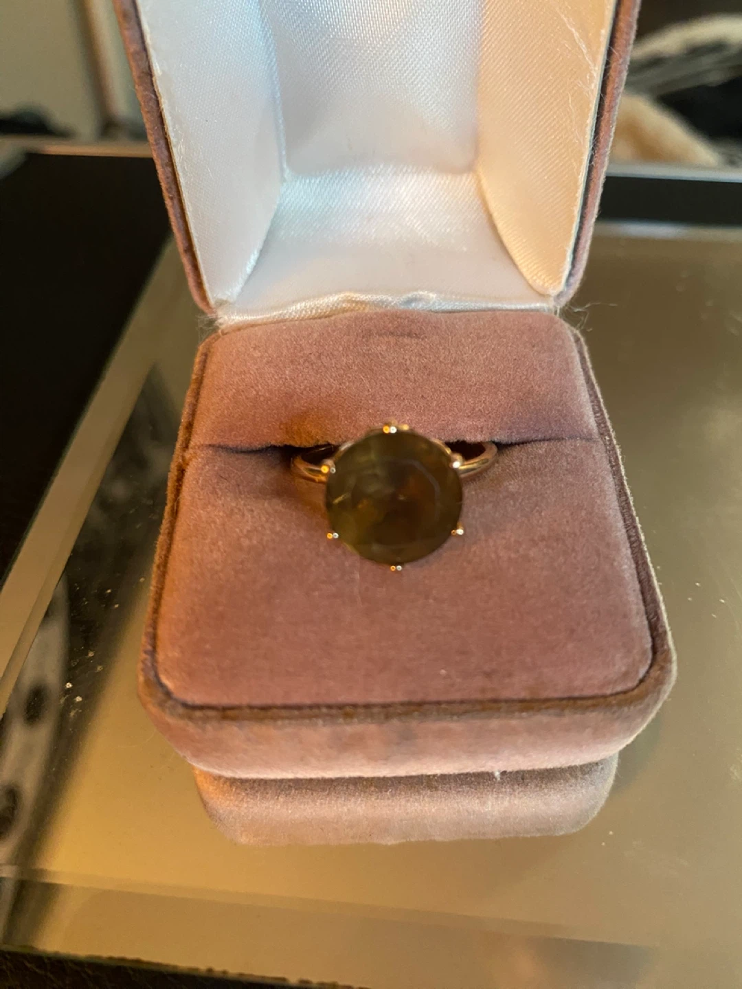 10k Rose Gold Ring with Large Smokey Quartz Stone
