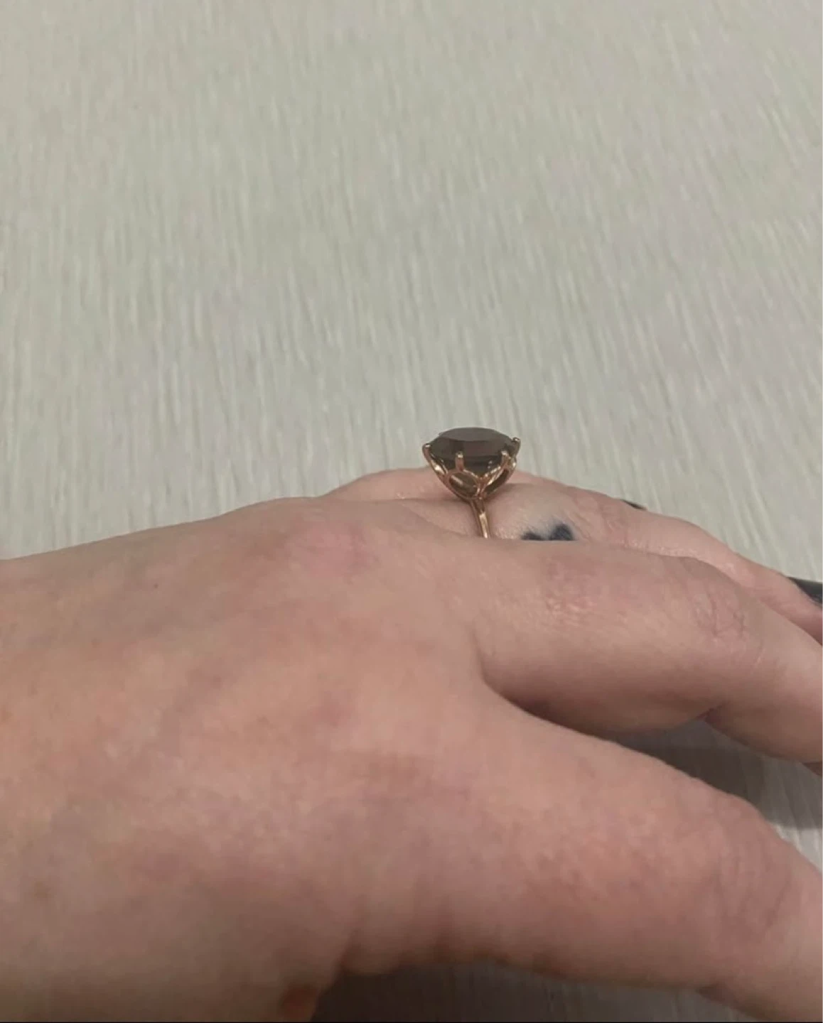 10k Rose Gold Ring with Large Smokey Quartz Stone - photo 5