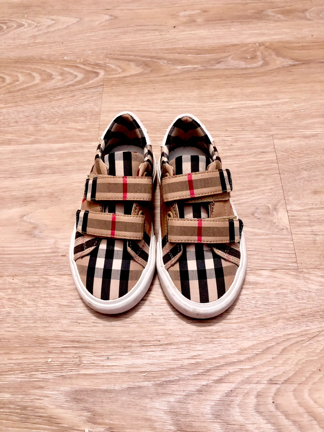 Burberry Kids Check Print Velcro Sneakers