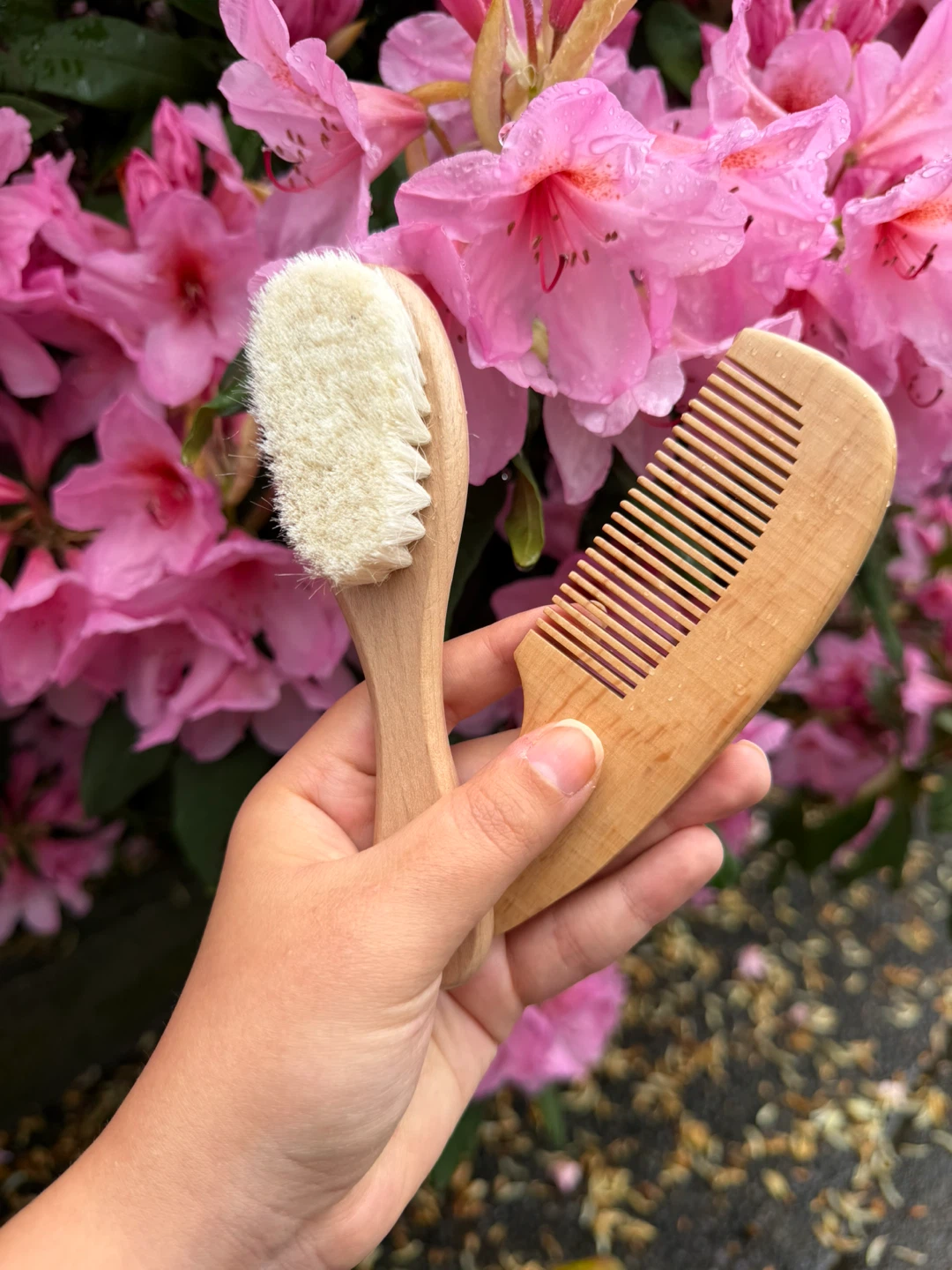 Wooden Baby Brush and Comb Set