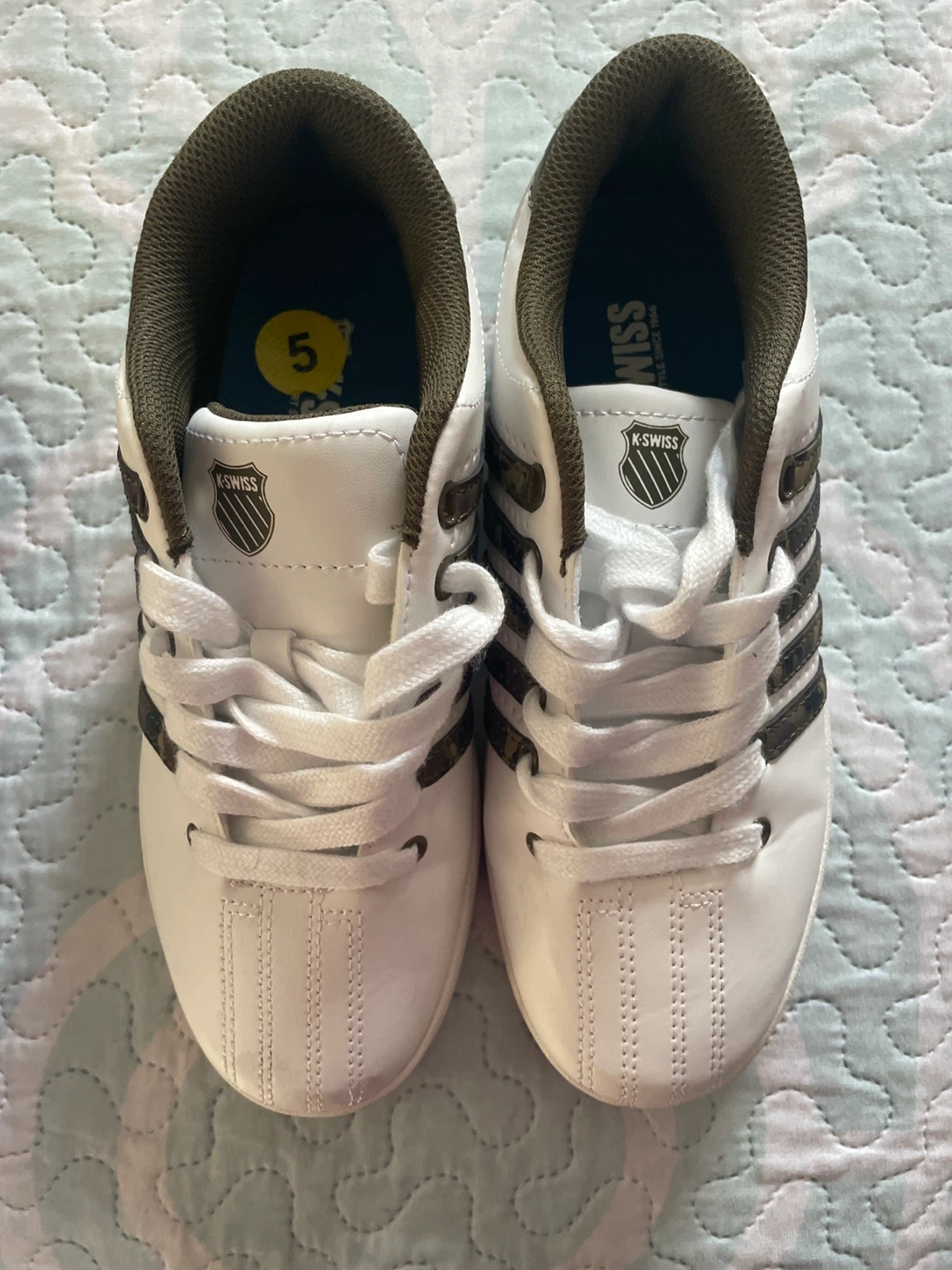 K-Swiss White & Camo Sneakers Size 5