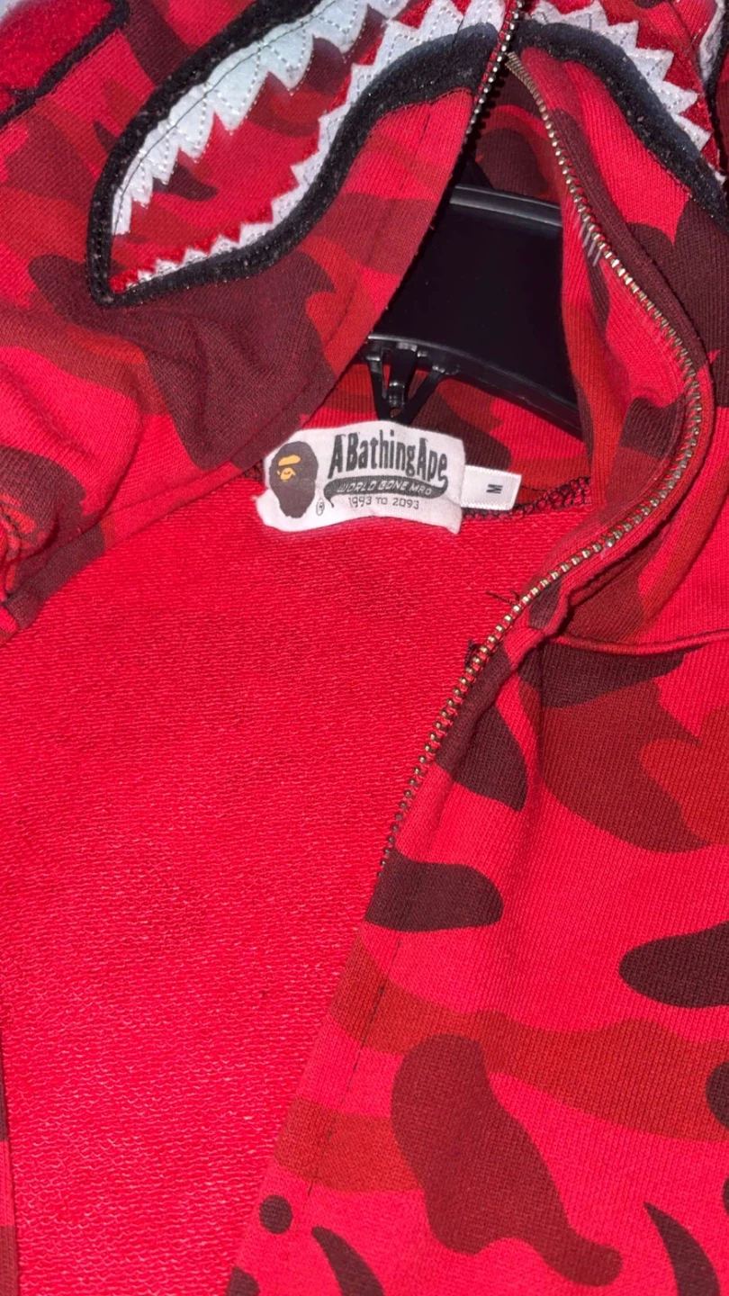 A Bathing Ape BAPE Red Camo Shark Full Zip Hoodie - photo 4