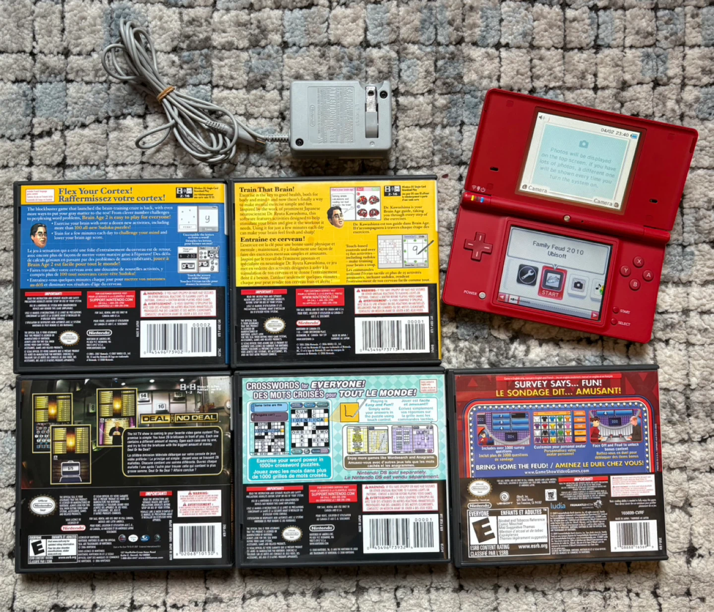 Nintendo Dsi Red Console Bundle with 5 Games and Charger - photo 2