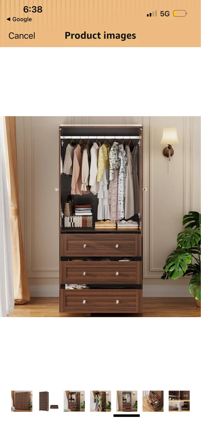New Dark Wood Wardrobe with 3 Drawers - photo 4