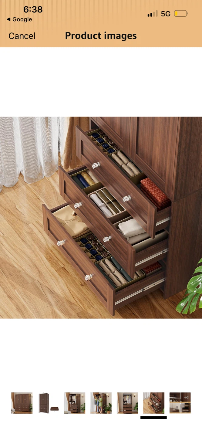 New Dark Wood Wardrobe with 3 Drawers - photo 5
