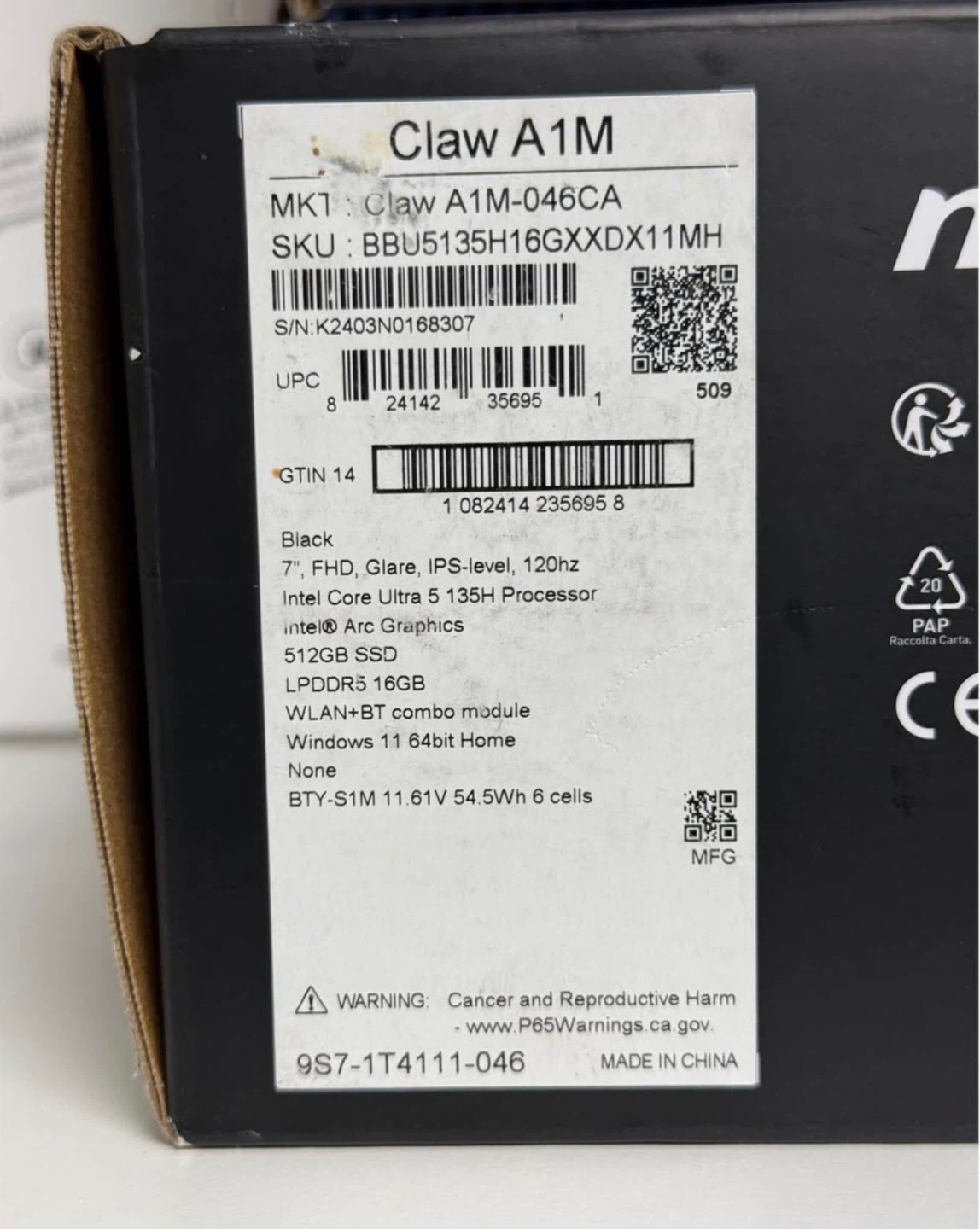 MSI Claw A1M Handheld Gaming PC - Black - photo 2