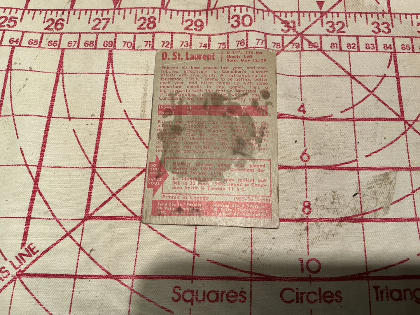 1955-56 PARKHURST Dollard St. Laurent Card #48 ! - photo 3
