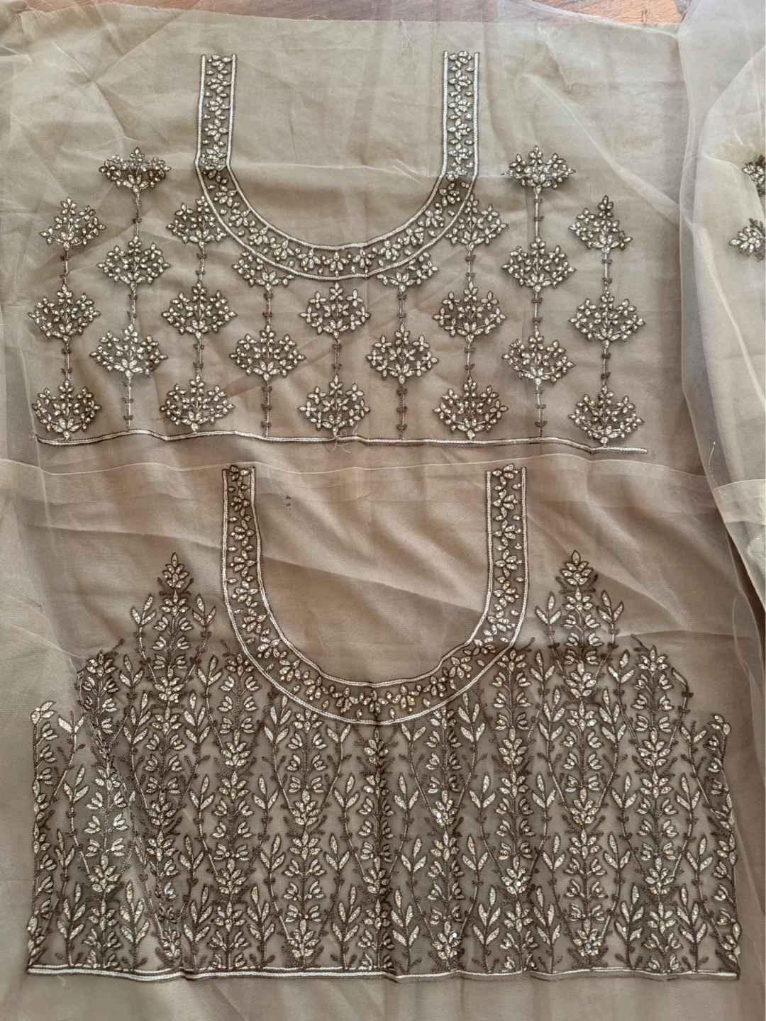 Embellished Brown Semi Stitched Lehenga Choli Set - photo 2