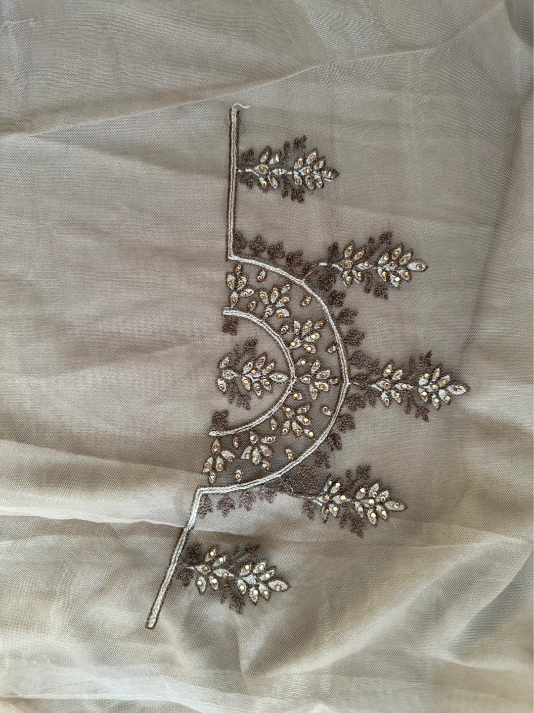 Embellished Brown Semi Stitched Lehenga Choli Set - photo 3
