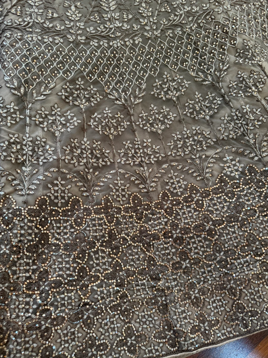 Embellished Brown Semi Stitched Lehenga Choli Set - photo 4