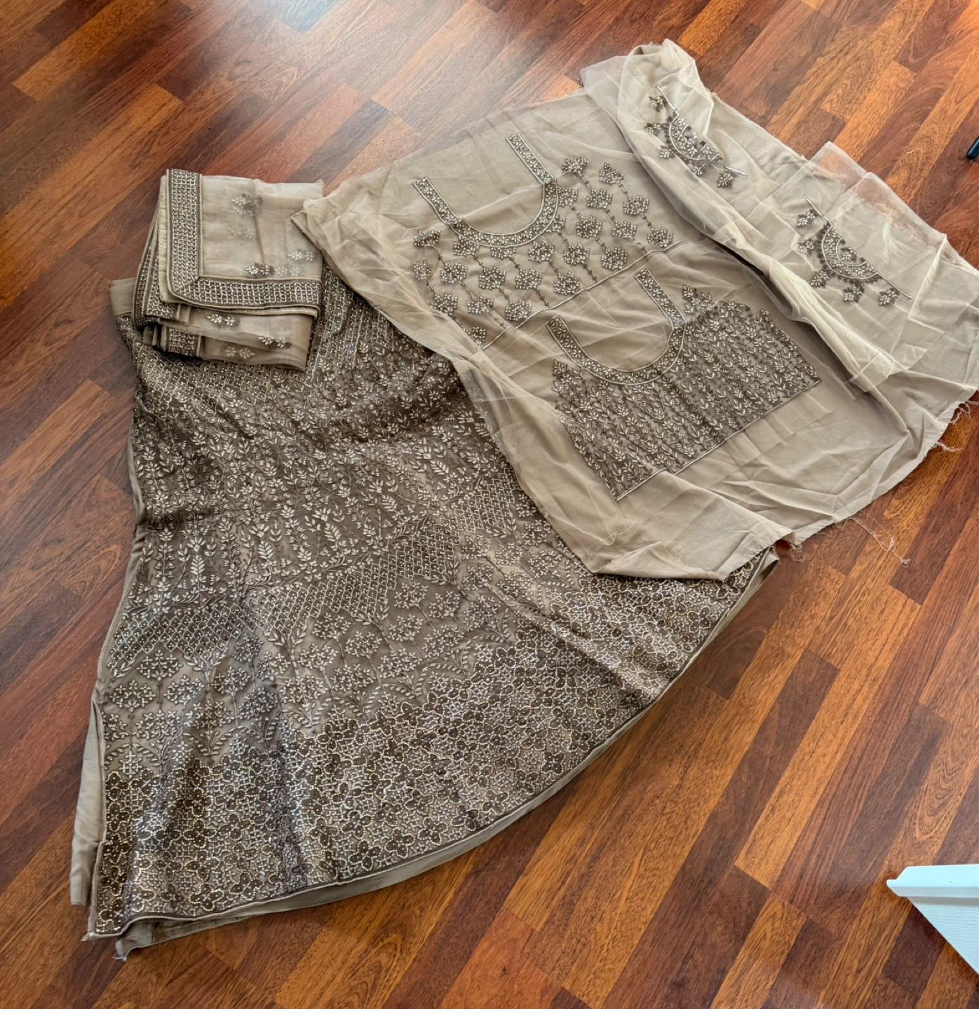Embellished Brown Semi Stitched Lehenga Choli Set - photo 5