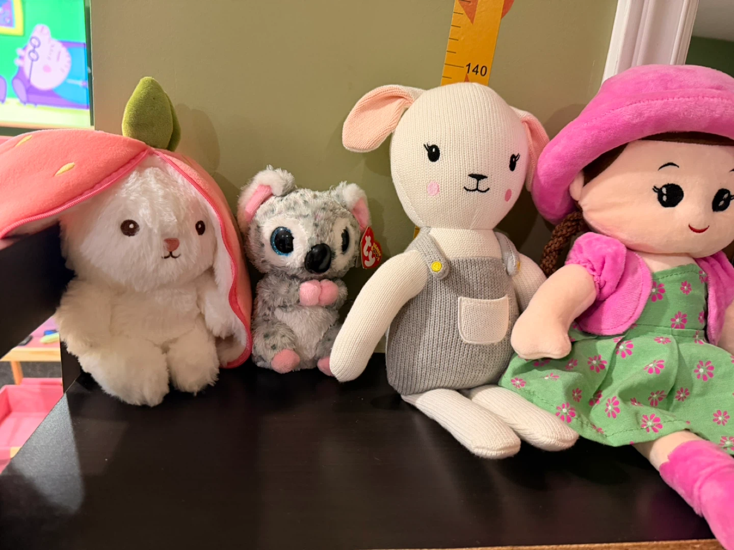 Rabbit, Koala, Lamb, and Doll moving sale toys
